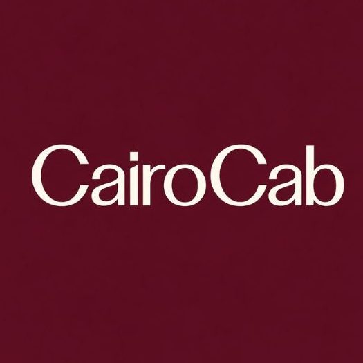 CairoCab logo in white on a maroon background.